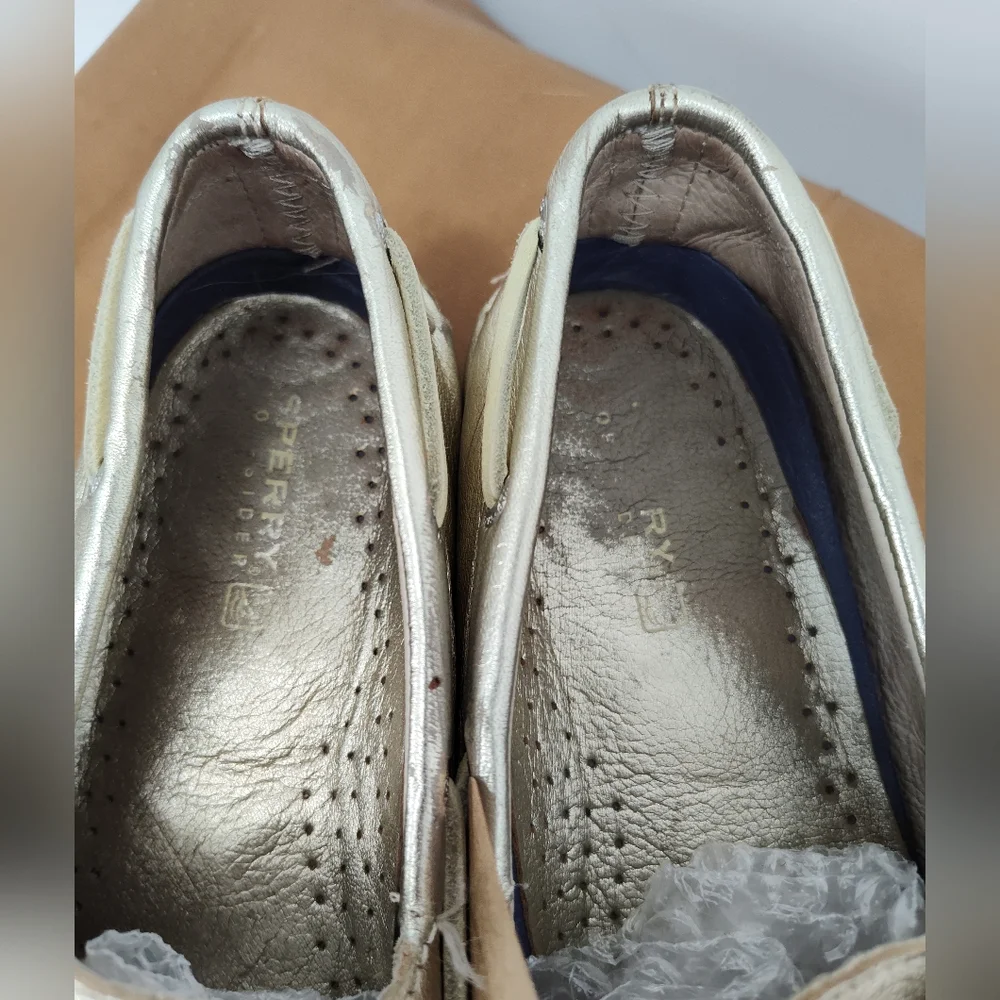 Sperry Original Leather Boat Shoes Metallic Gold Women's Size 8M